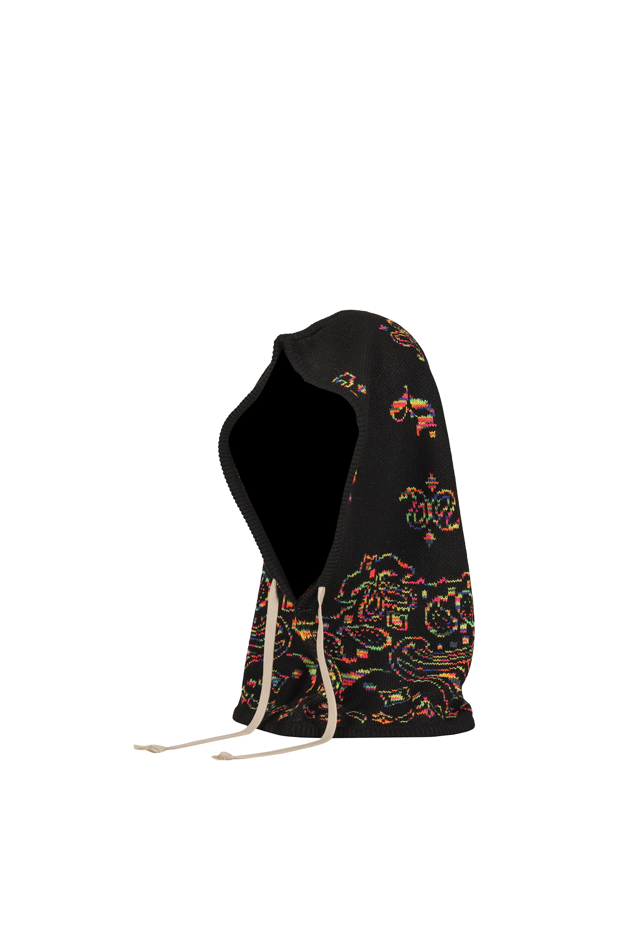 JUN/NAKAYAMA ジュンナカヤマ FW25 PAISLEY KNIT HOOD BALACLAVA / BLK
