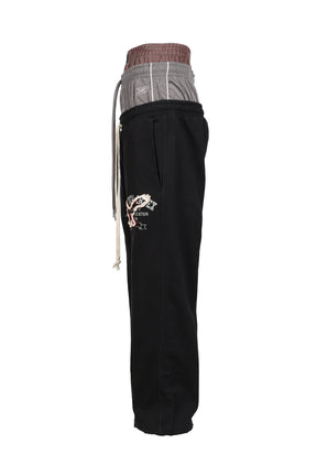 RETRO 3 LAYERED SWEATPANTS / BLK
