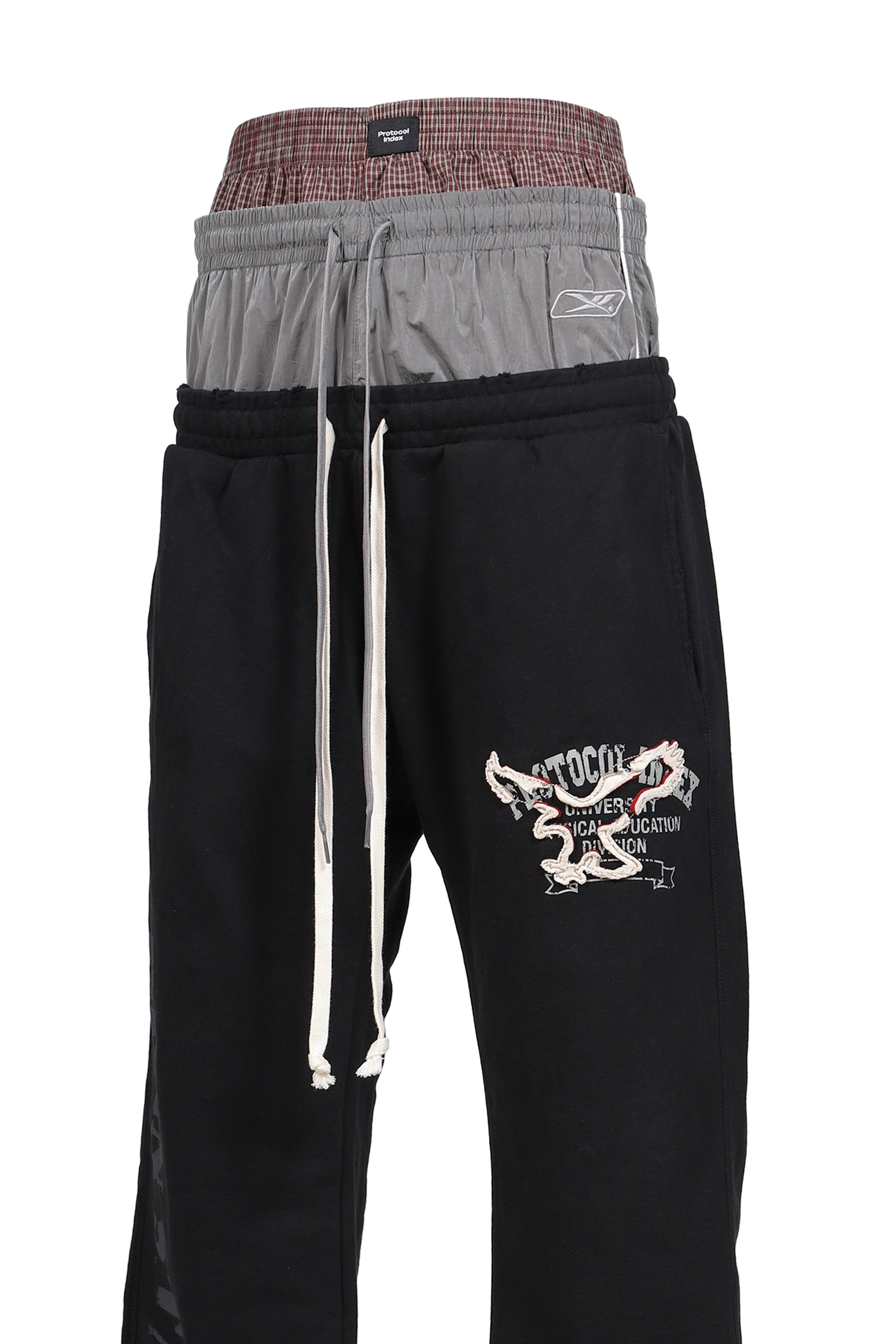 RETRO 3 LAYERED SWEATPANTS / BLK