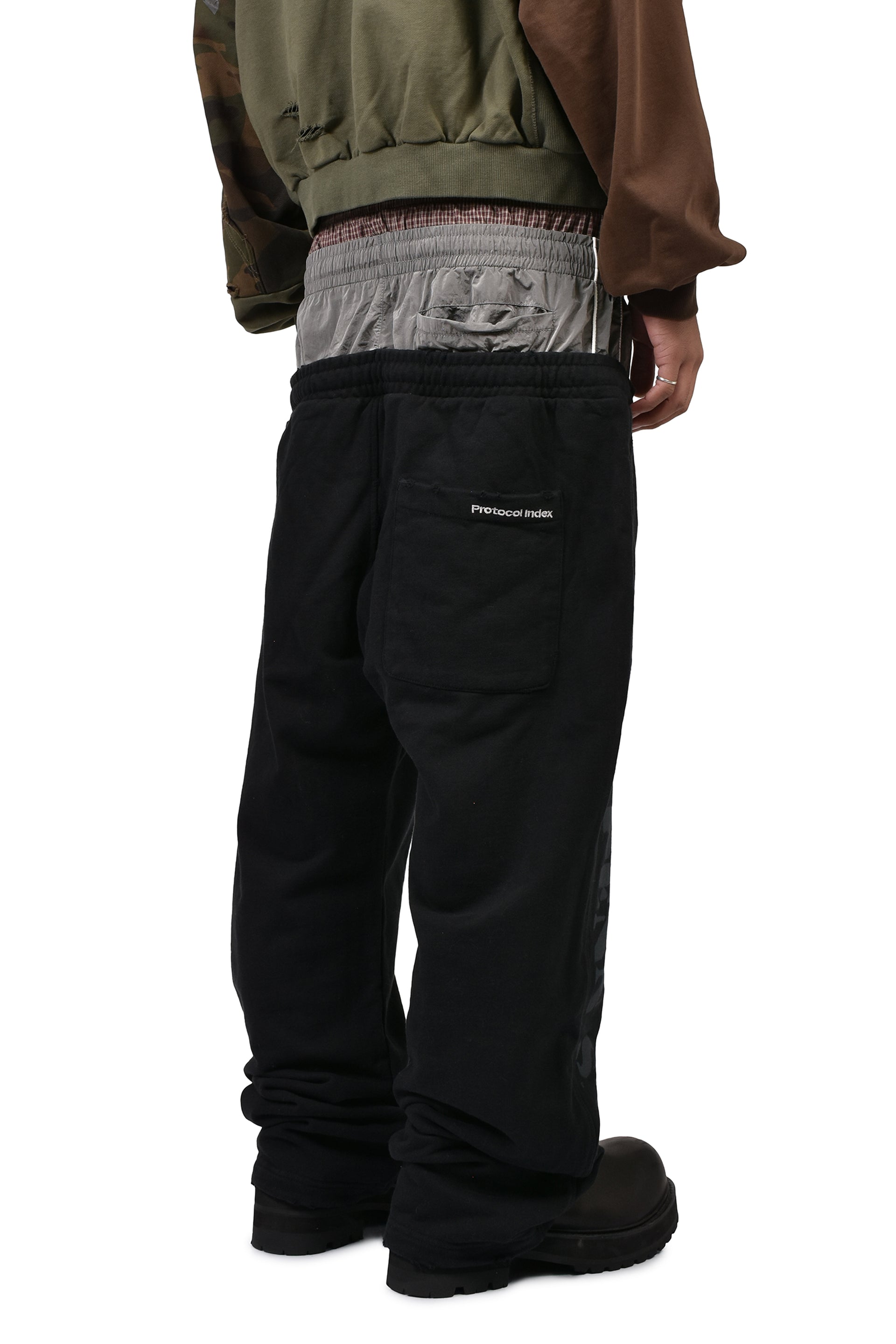 RETRO 3 LAYERED SWEATPANTS / BLK