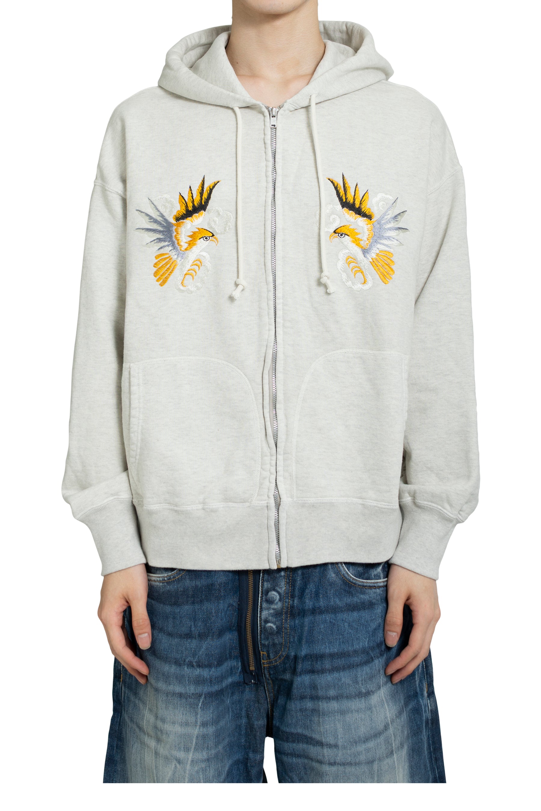 SUKAJAN EMB ZIP HOODIE AGED / AGED OATMEAL