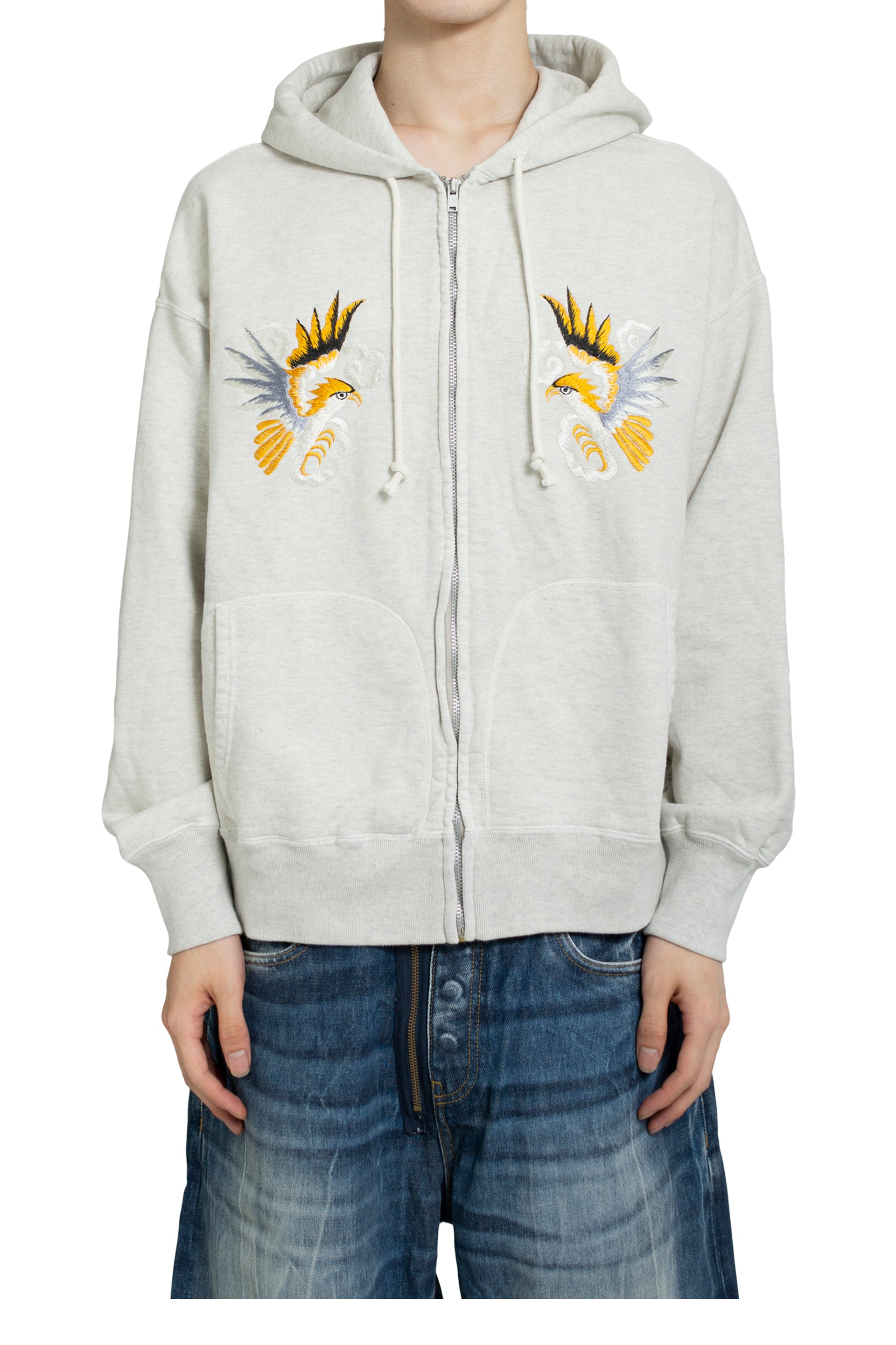 SUKAJAN EMB ZIP HOODIE AGED / AGED OATMEAL