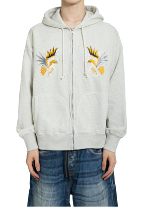 SUKAJAN EMB ZIP HOODIE AGED / AGED OATMEAL