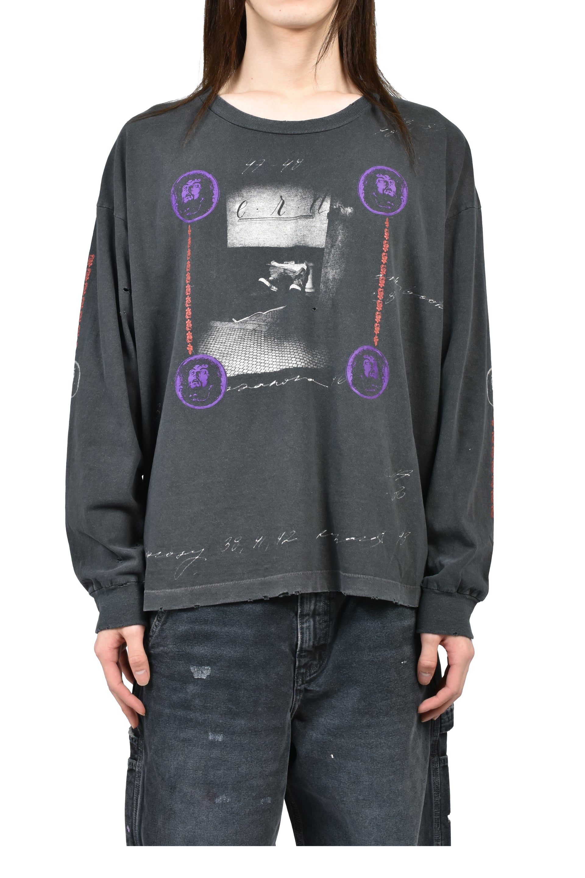 BATHROOM STALL LS T-SHIRT / VINTAGE BLK