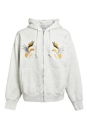SUKAJAN EMB ZIP HOODIE AGED / AGED OATMEAL