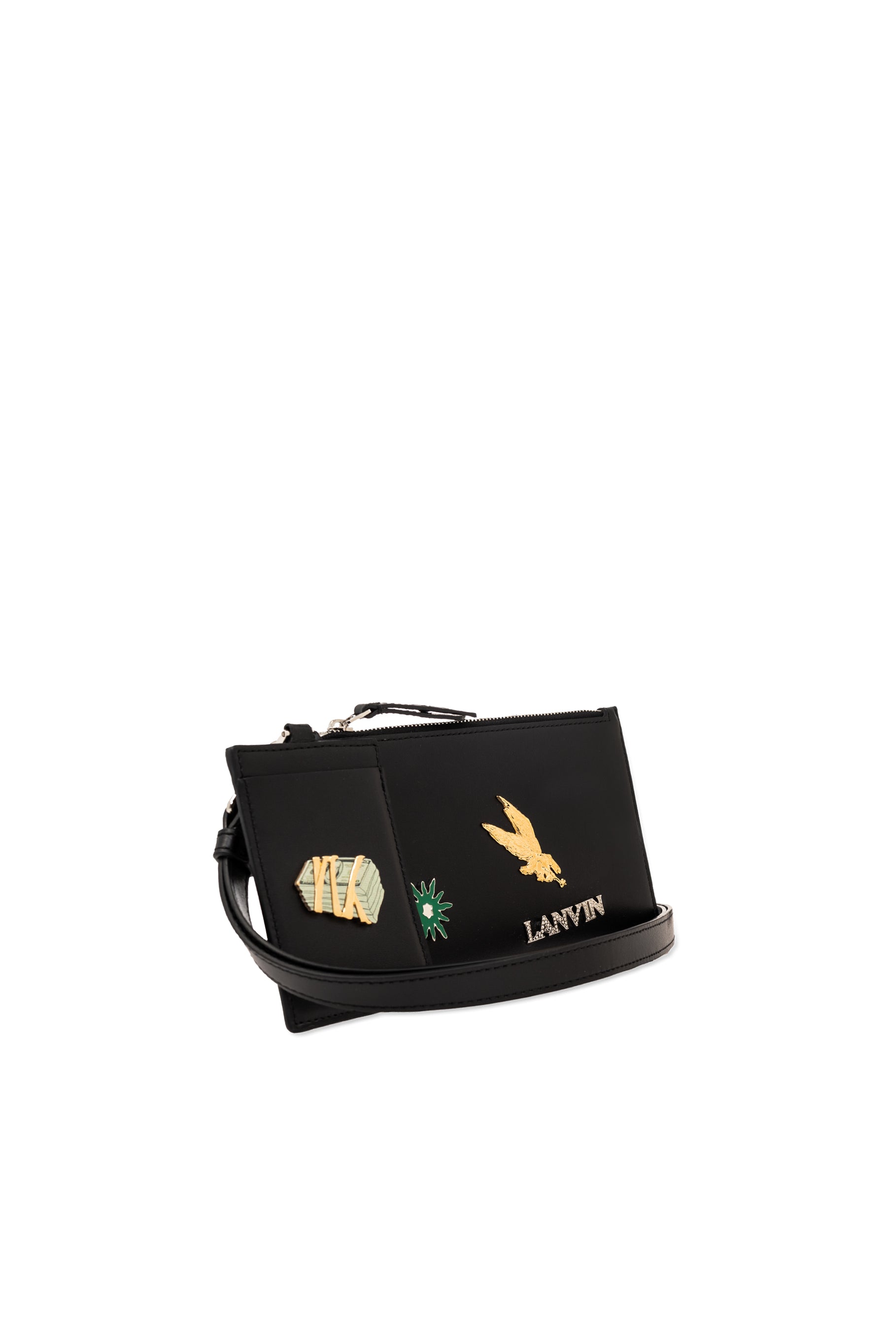 DOUBLE POUCH WITH STUDS / BLK