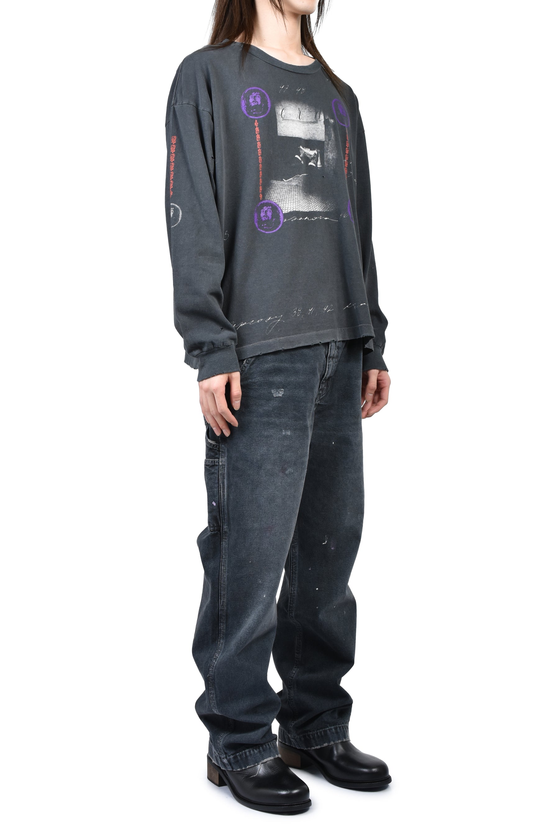 BATHROOM STALL LS T-SHIRT / VINTAGE BLK