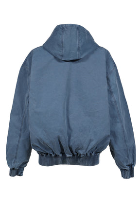 GARMENT DYE WASHED CANVAS JACKET / BLU