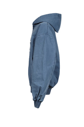 GARMENT DYE WASHED CANVAS JACKET / BLU
