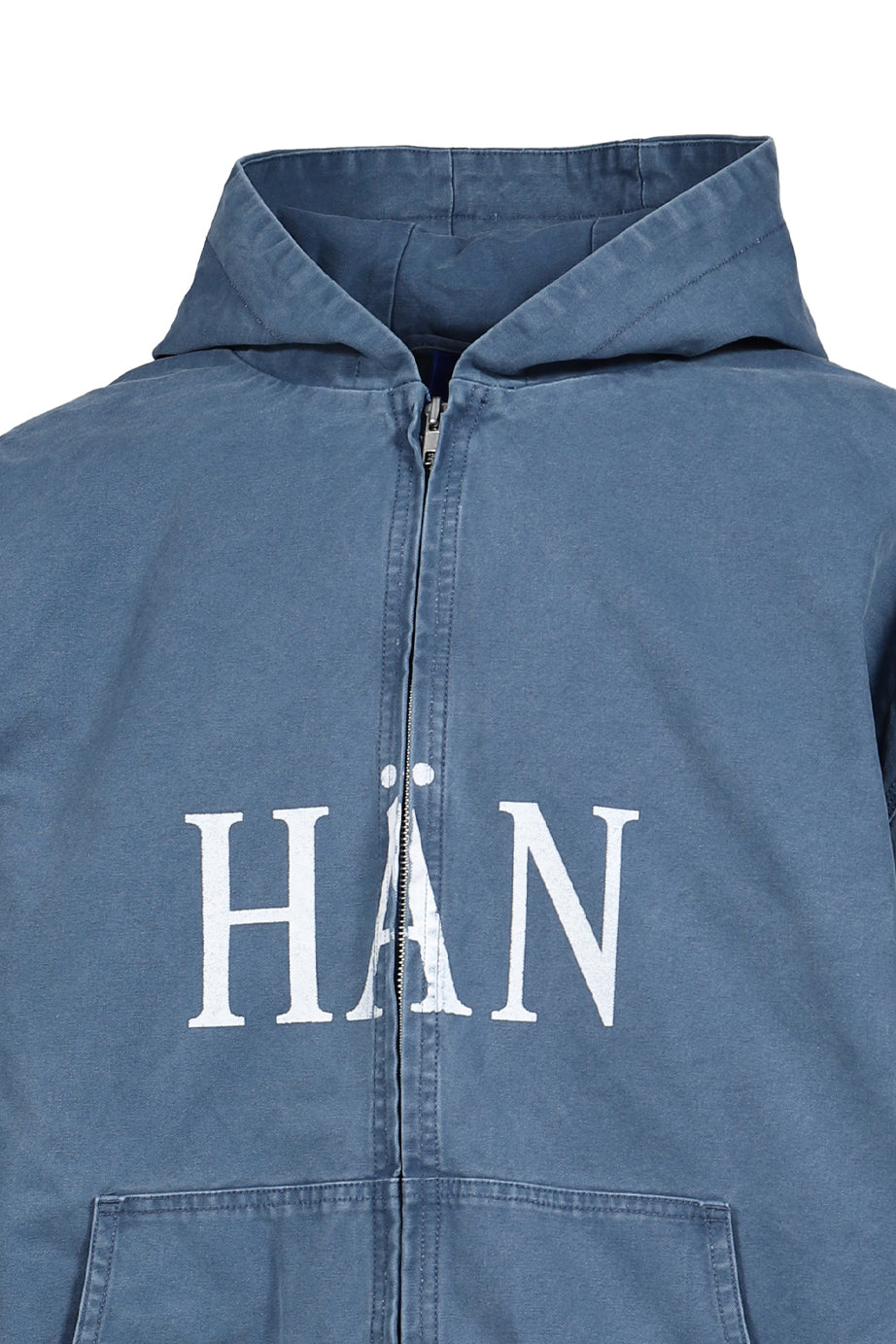 GARMENT DYE WASHED CANVAS JACKET / BLU