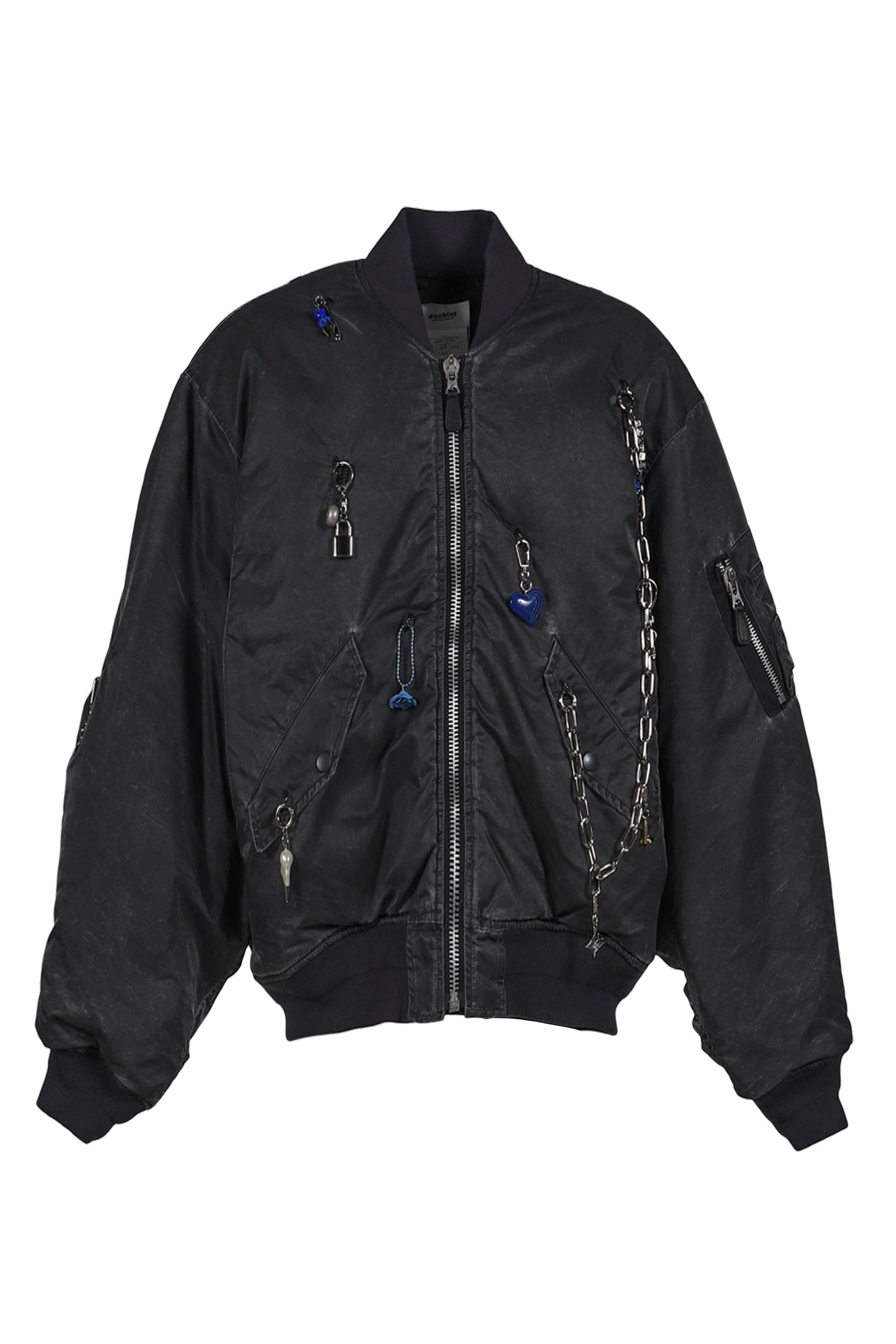 KEY CHAIN DECORATED BOMBER JACKET / GRY