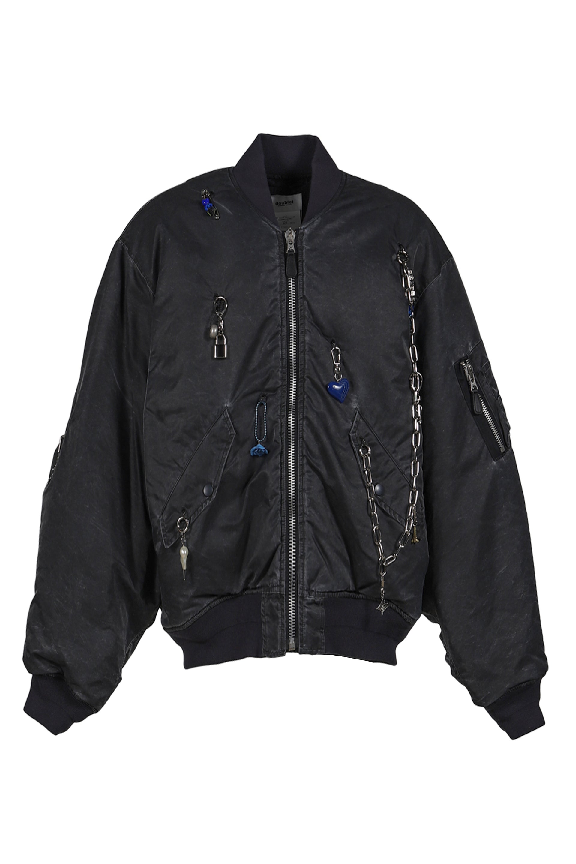 KEY CHAIN DECORATED BOMBER JACKET / GRY