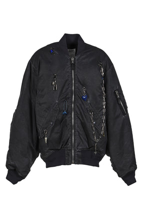 KEY CHAIN DECORATED BOMBER JACKET / GRY