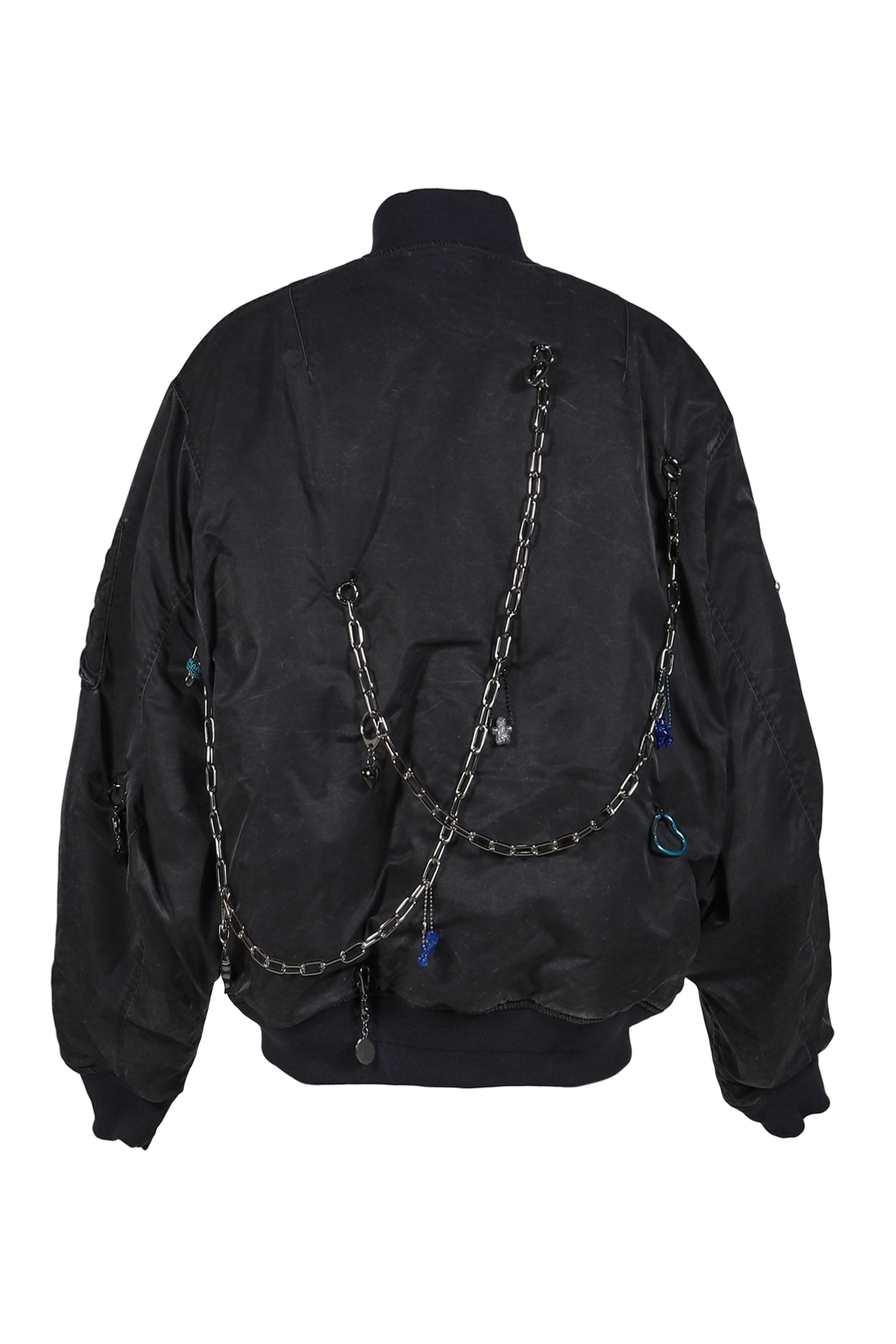 KEY CHAIN DECORATED BOMBER JACKET / GRY