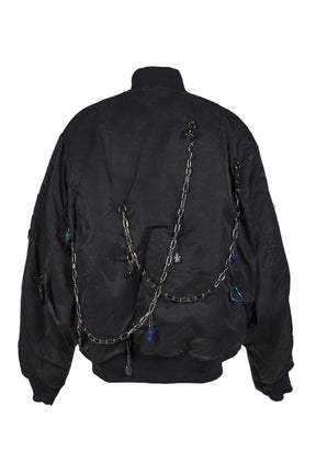 KEY CHAIN DECORATED BOMBER JACKET / GRY