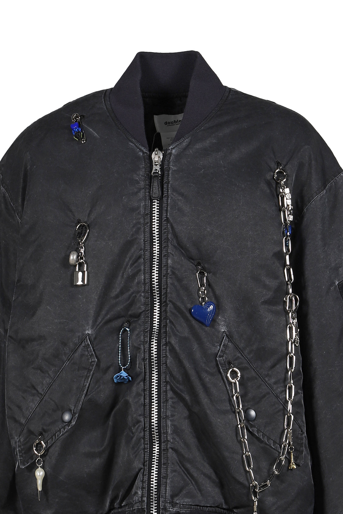 KEY CHAIN DECORATED BOMBER JACKET / GRY