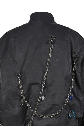 KEY CHAIN DECORATED BOMBER JACKET / GRY