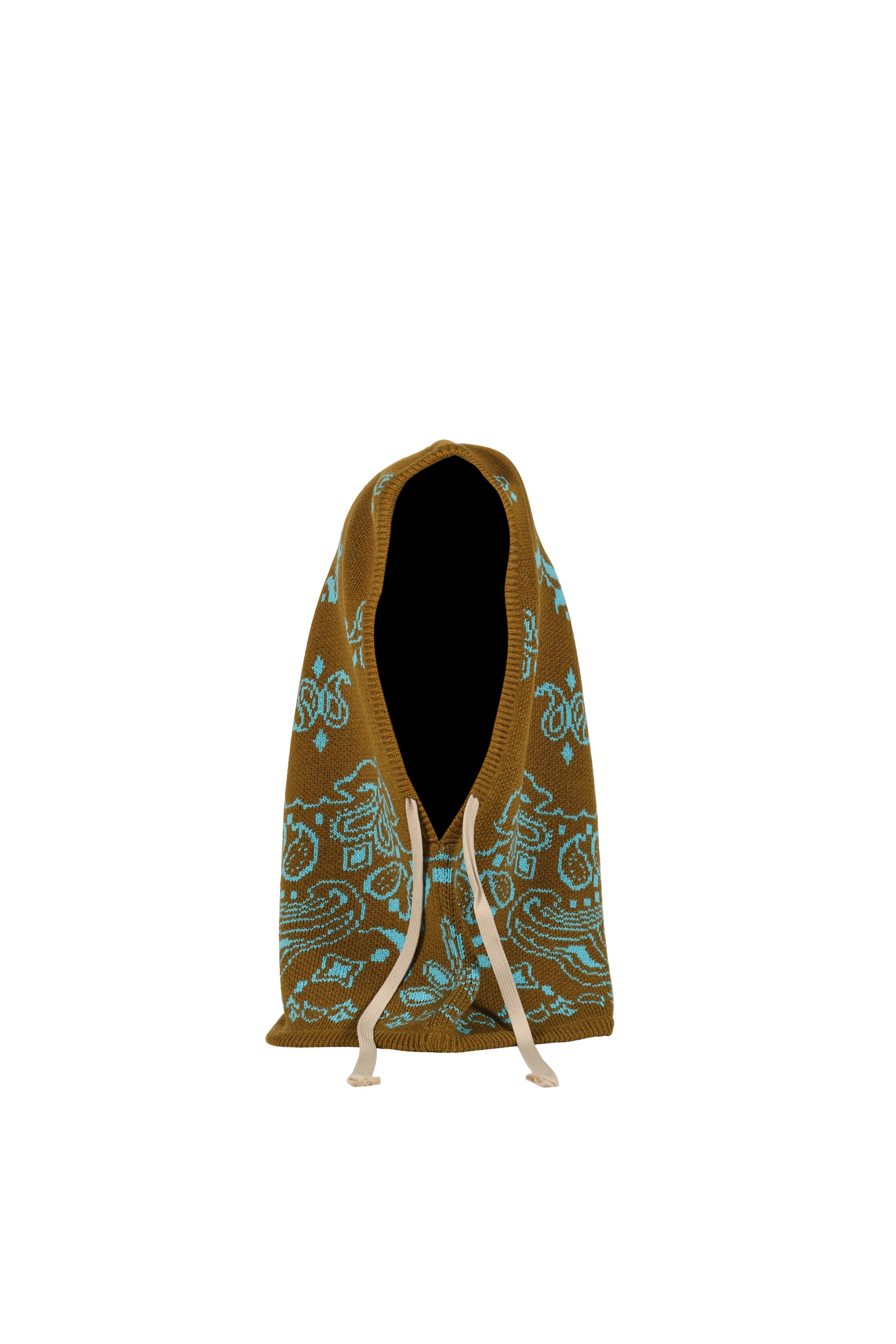 JUN/NAKAYAMA ジュンナカヤマ FW25 PAISLEY KNIT HOOD BALACLAVA / KHA