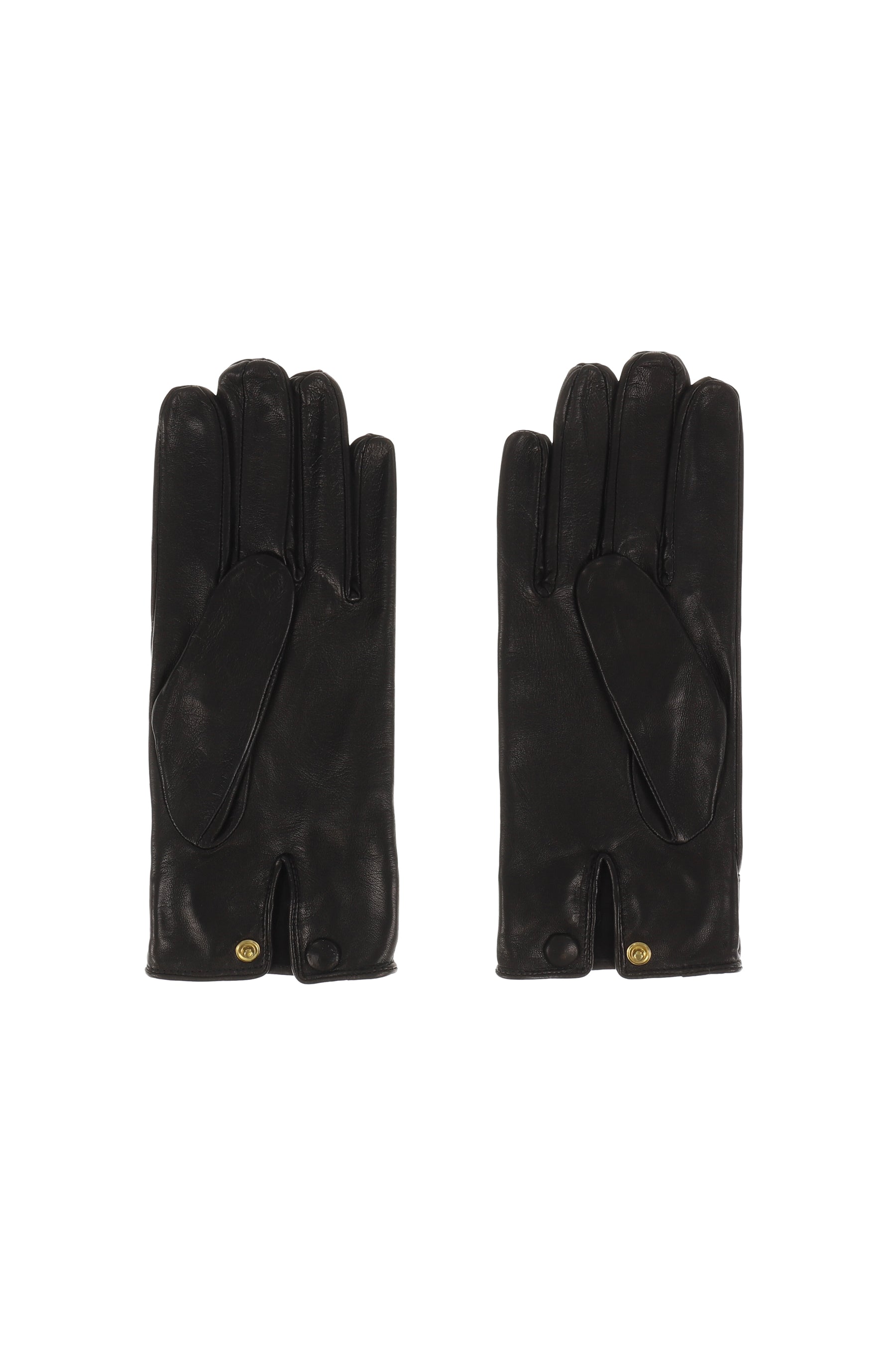 BUCKLE APLIQUE LEATHER GLOVES / BLK