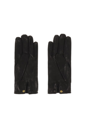 BUCKLE APLIQUE LEATHER GLOVES / BLK