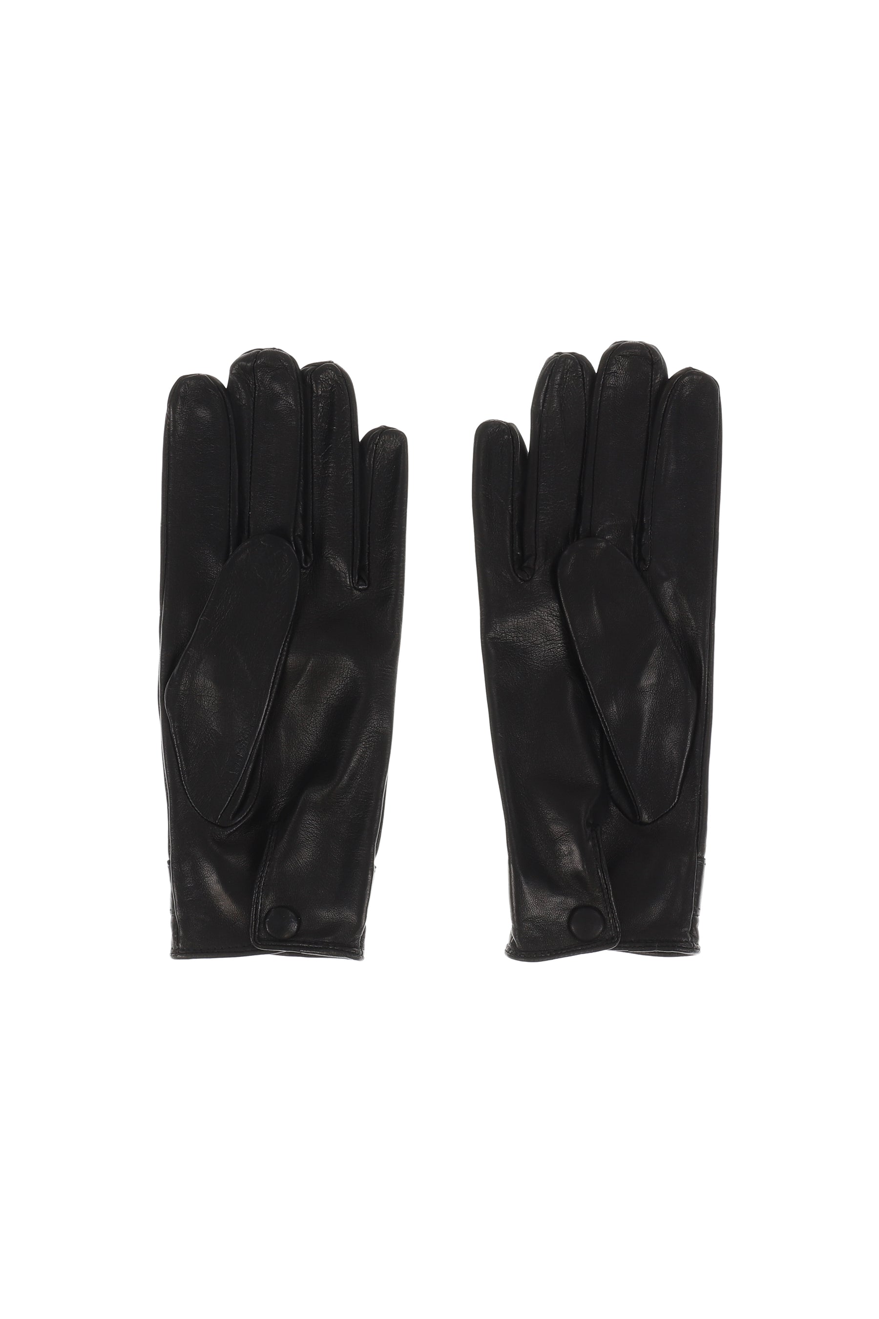 BUCKLE APLIQUE LEATHER GLOVES / BLK