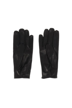 BUCKLE APLIQUE LEATHER GLOVES / BLK