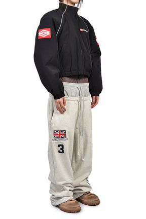 EXAGGERATED SHOULDER TRACK JACKET / BLK