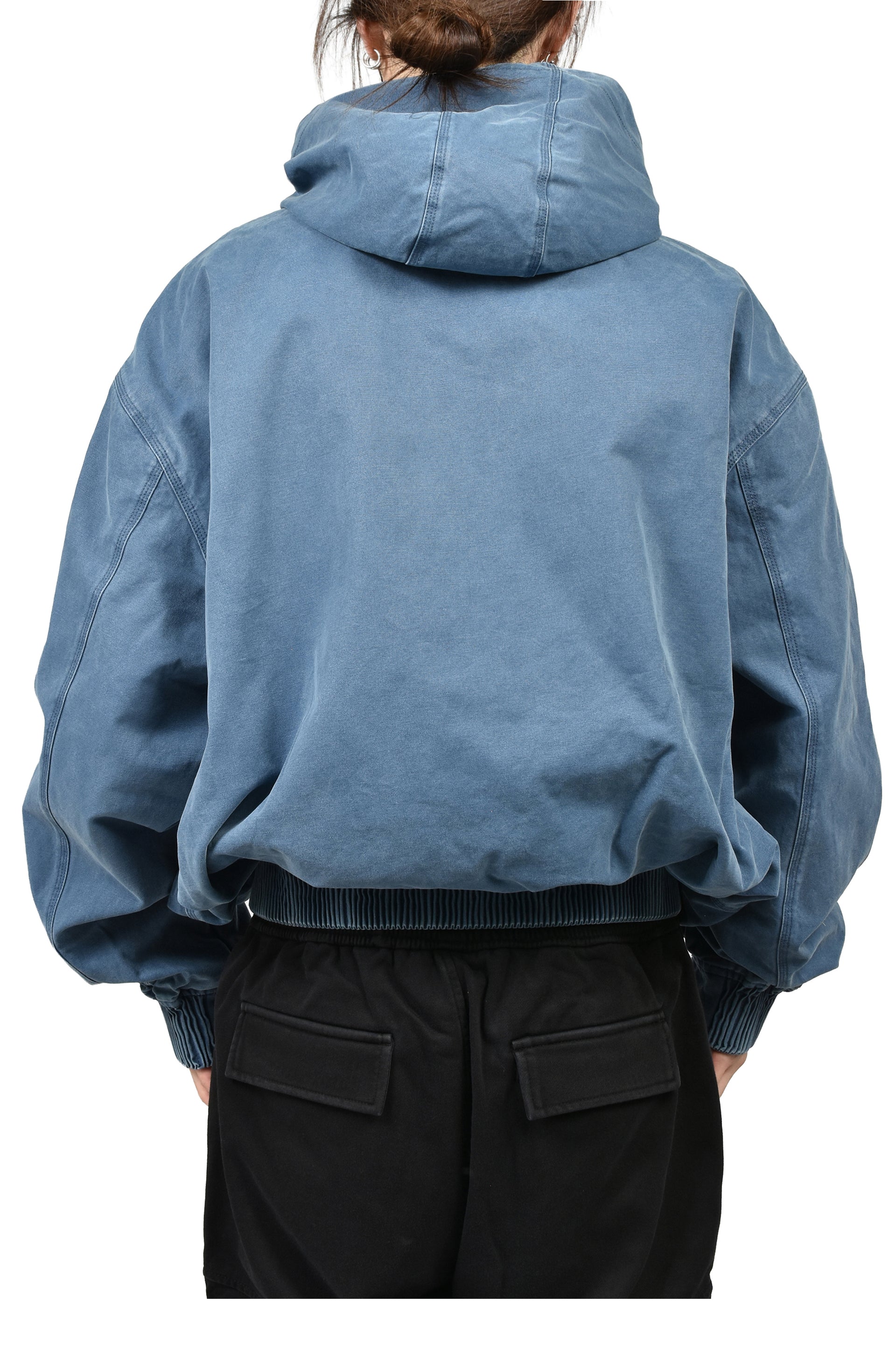 GARMENT DYE WASHED CANVAS JACKET / BLU