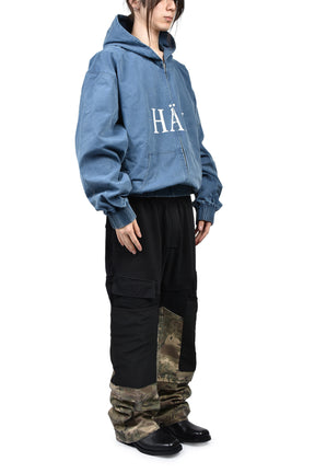 GARMENT DYE WASHED CANVAS JACKET / BLU