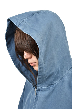GARMENT DYE WASHED CANVAS JACKET / BLU