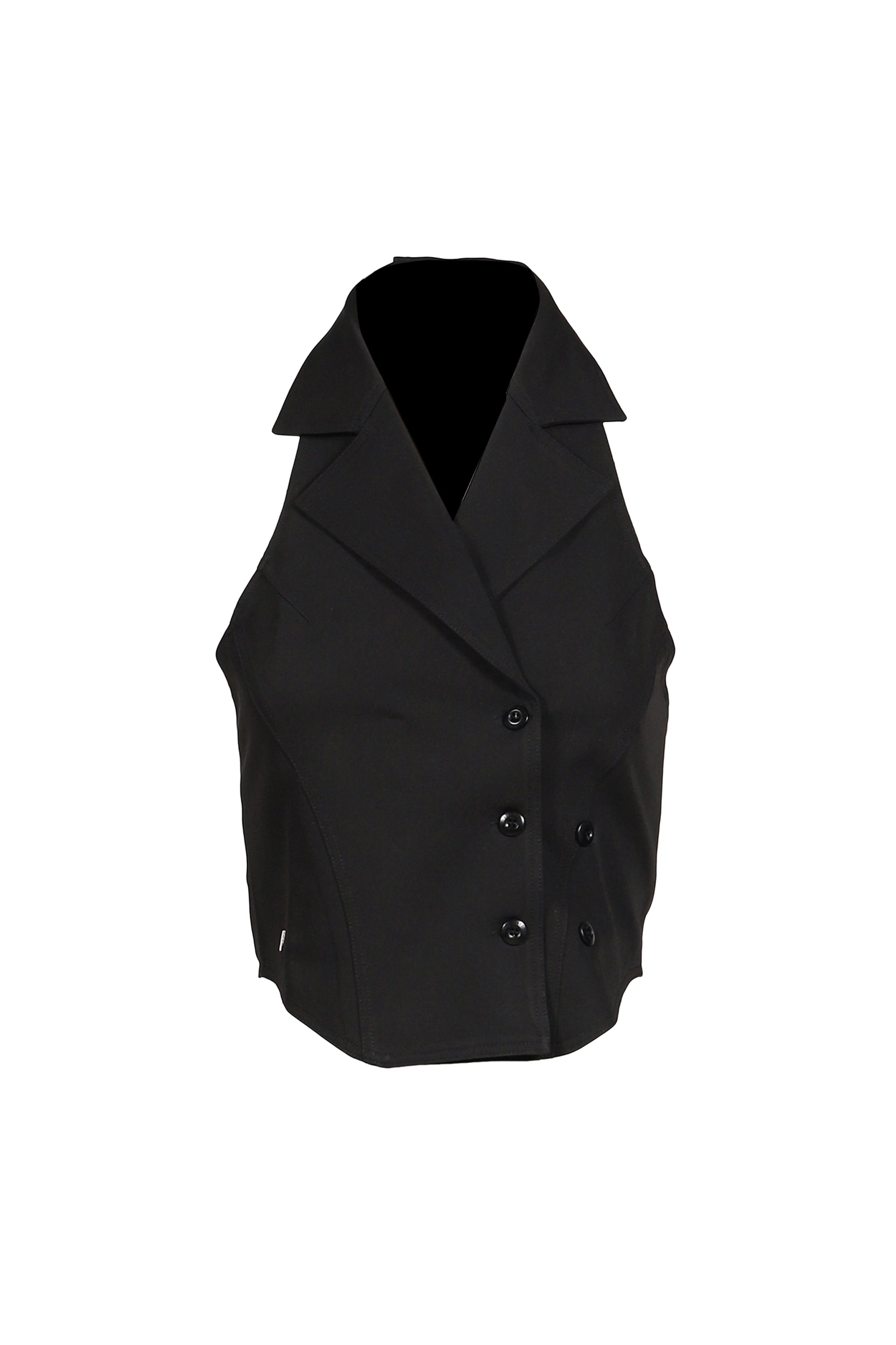 HALTER BUTTON VEST(EXCLUSIVE) / BLK