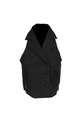 HALTER BUTTON VEST(EXCLUSIVE) / BLK