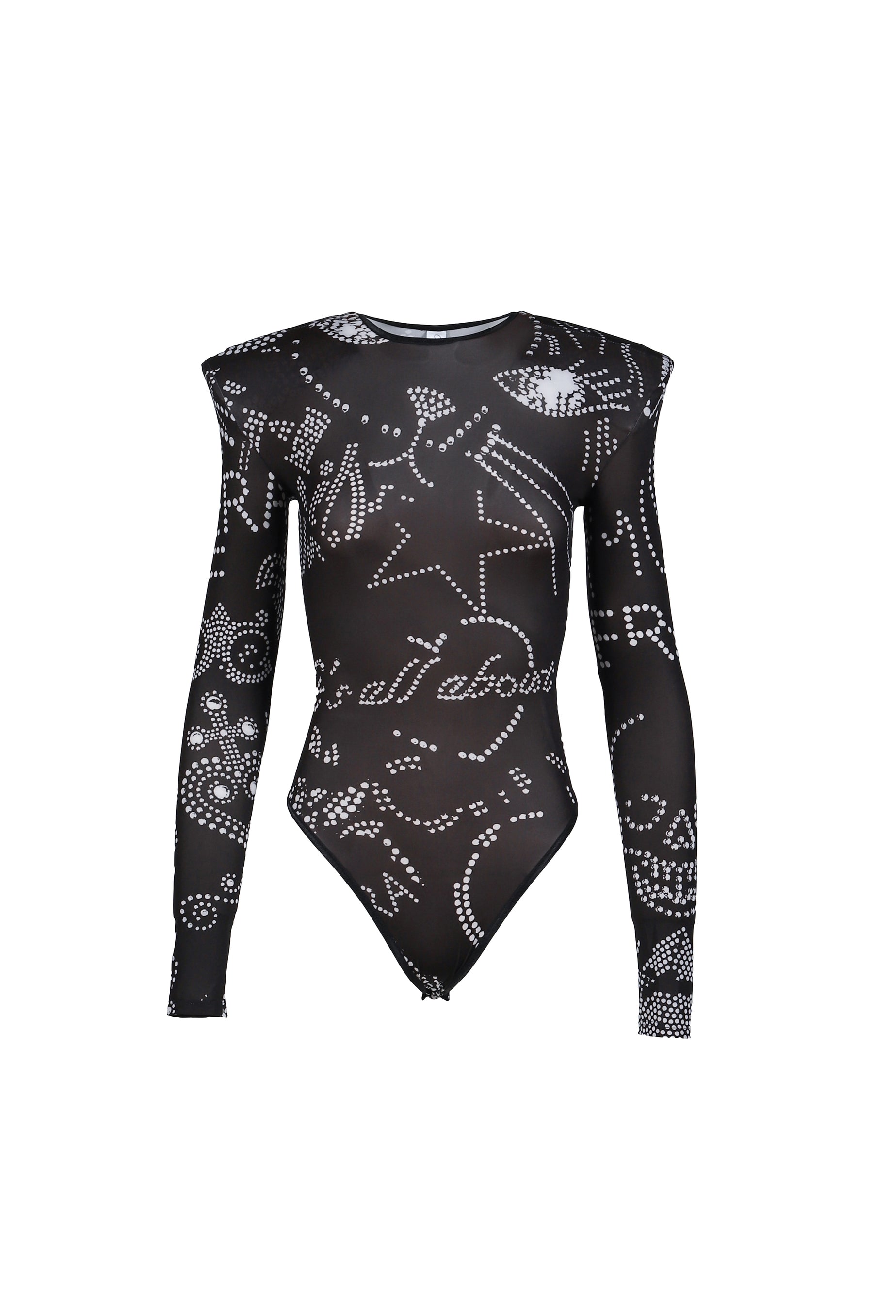 PRINTED SHOULDER PAD LEOTARD / BLK 