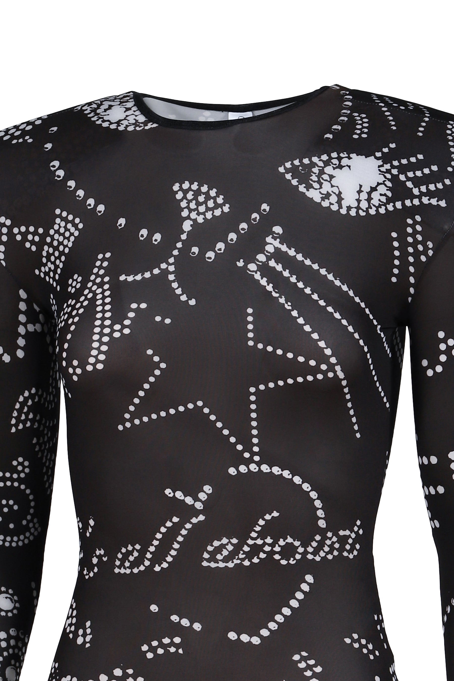 PRINTED SHOULDER PAD LEOTARD / BLK 