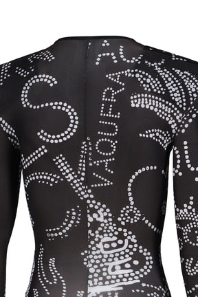 PRINTED SHOULDER PAD LEOTARD / BLK 