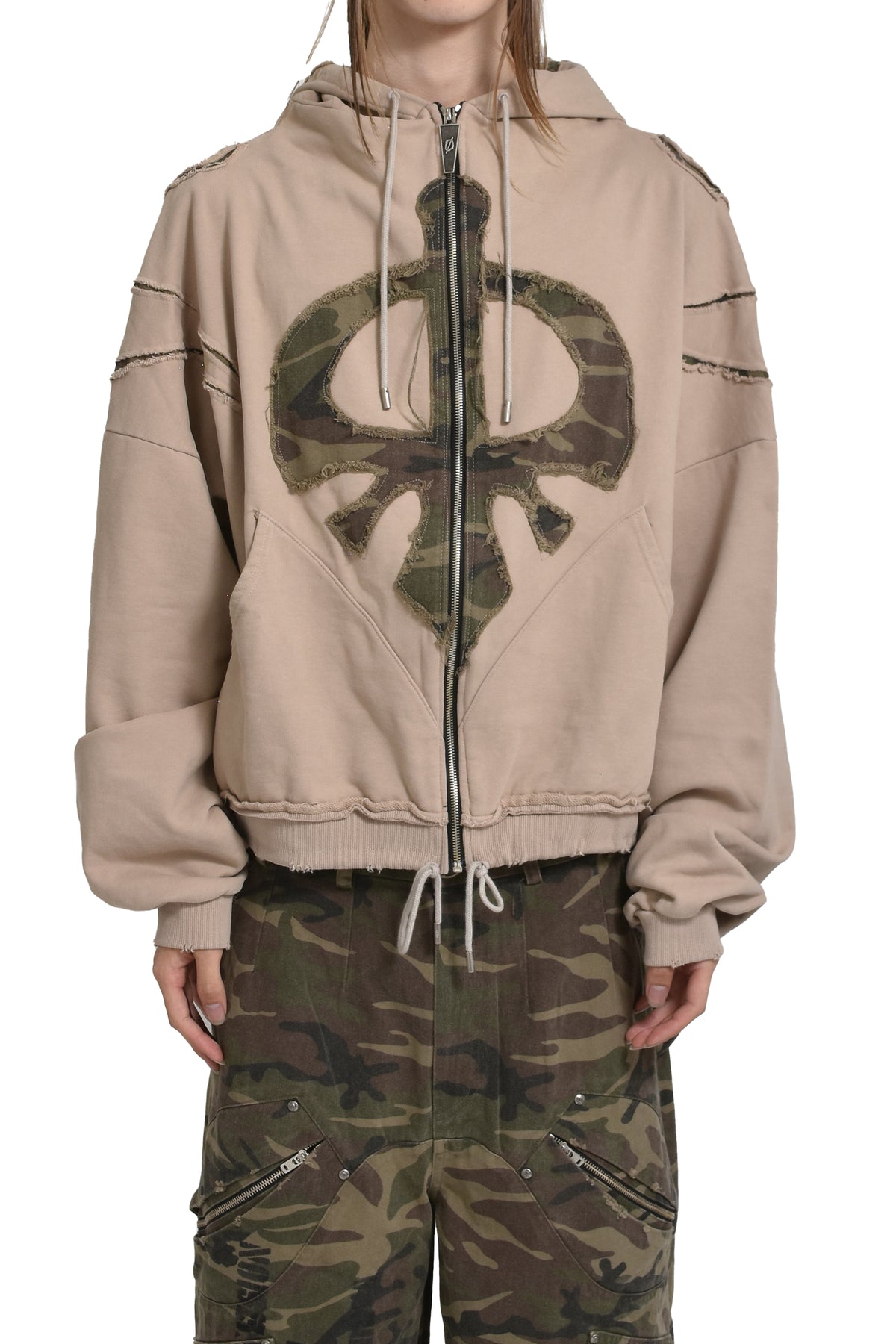 GROW OP HOOD ZIP UP / SAND BEI