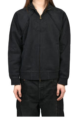 BIKER CROSS FITTED ZIP-UP HOODIE / BLK