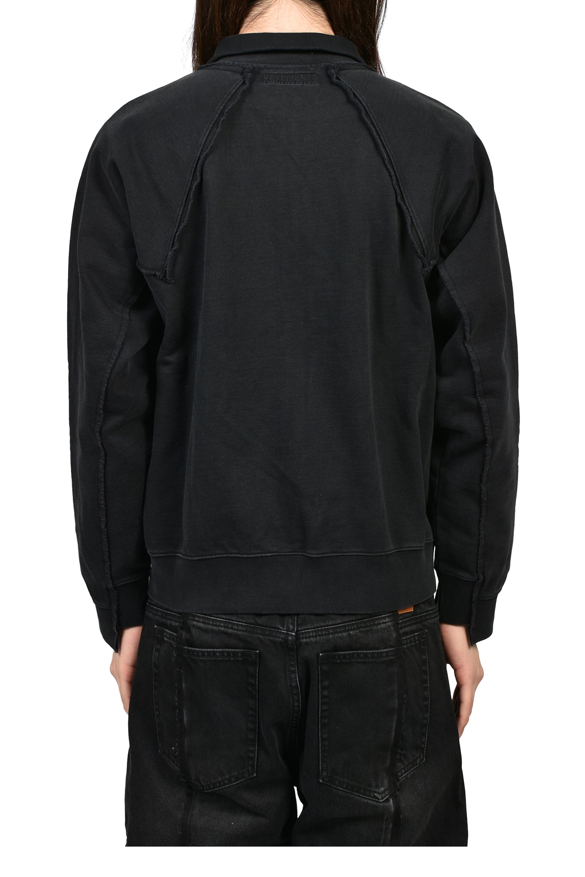BIKER CROSS FITTED ZIP-UP HOODIE / BLK