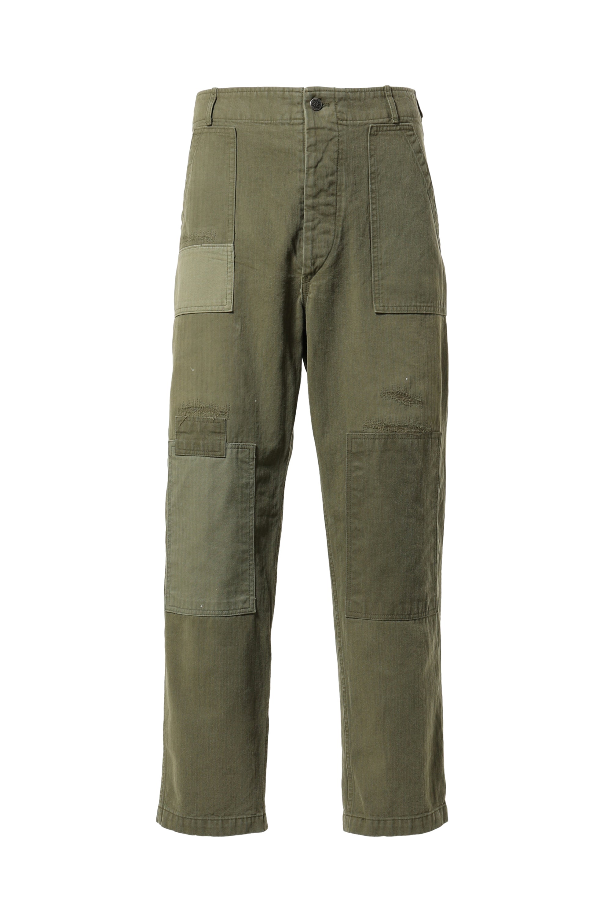 BOW WOW バウワウ FW23 M47 HBT BAKER PANTS / OLV DRAB REPAIR AGEING -NUBIAN