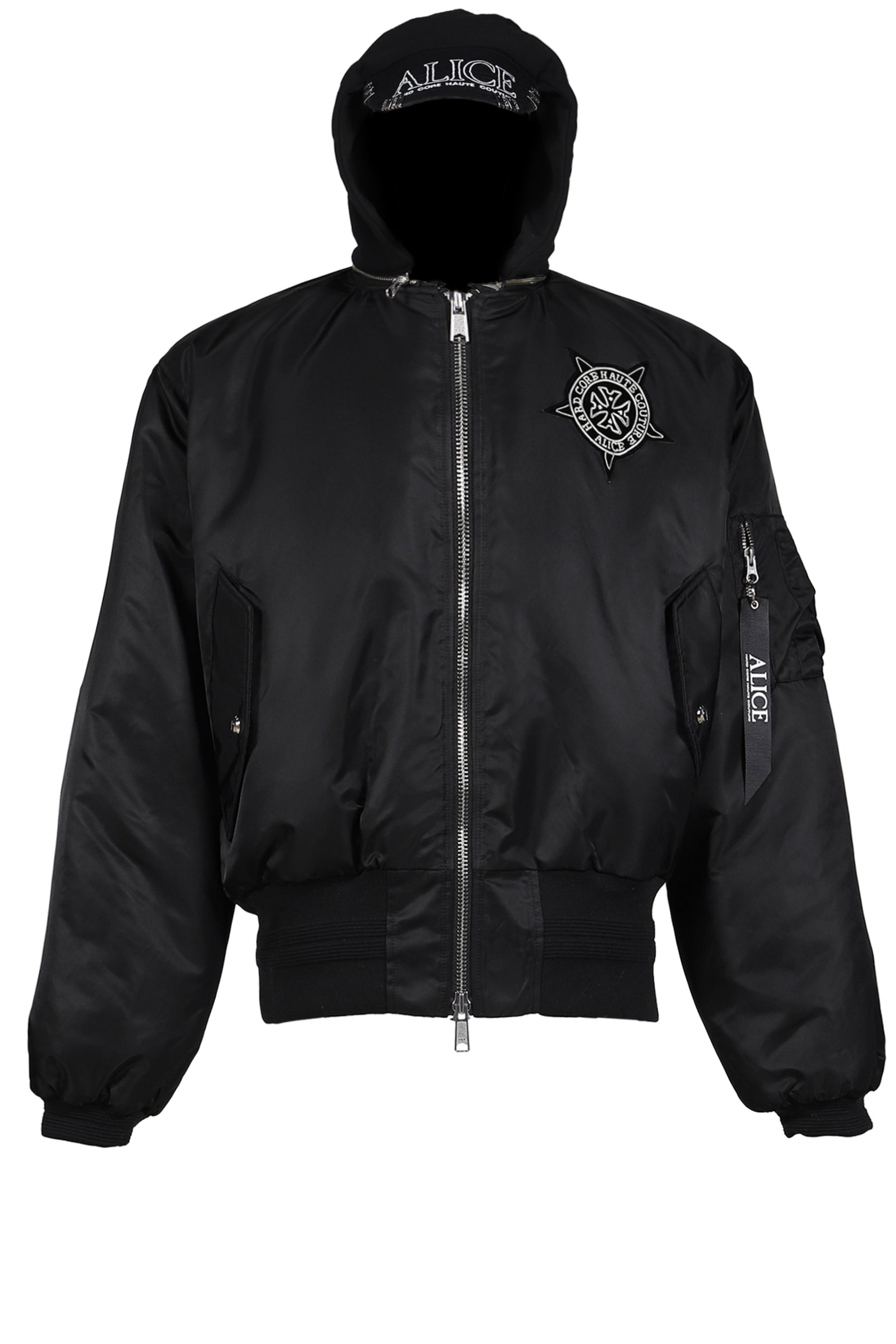 HOODED MA-1 BOMBER JACKET / BLK