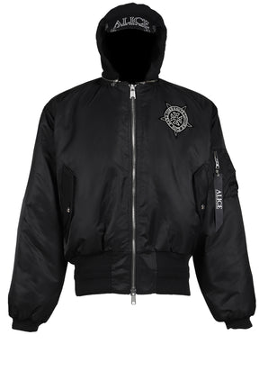 HOODED MA-1 BOMBER JACKET / BLK