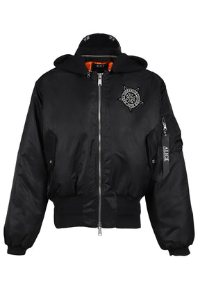 HOODED MA-1 BOMBER JACKET / BLK