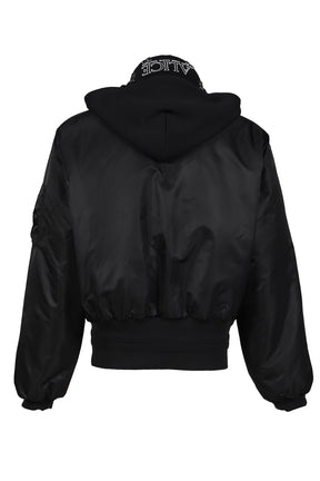 HOODED MA-1 BOMBER JACKET / BLK