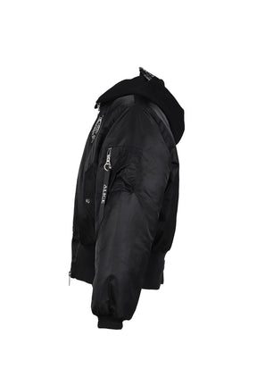 HOODED MA-1 BOMBER JACKET / BLK