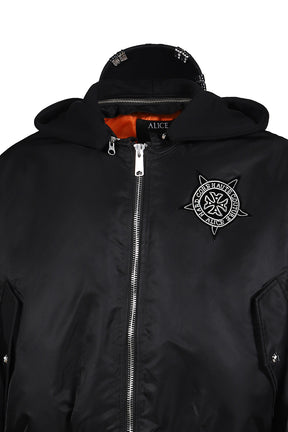 HOODED MA-1 BOMBER JACKET / BLK