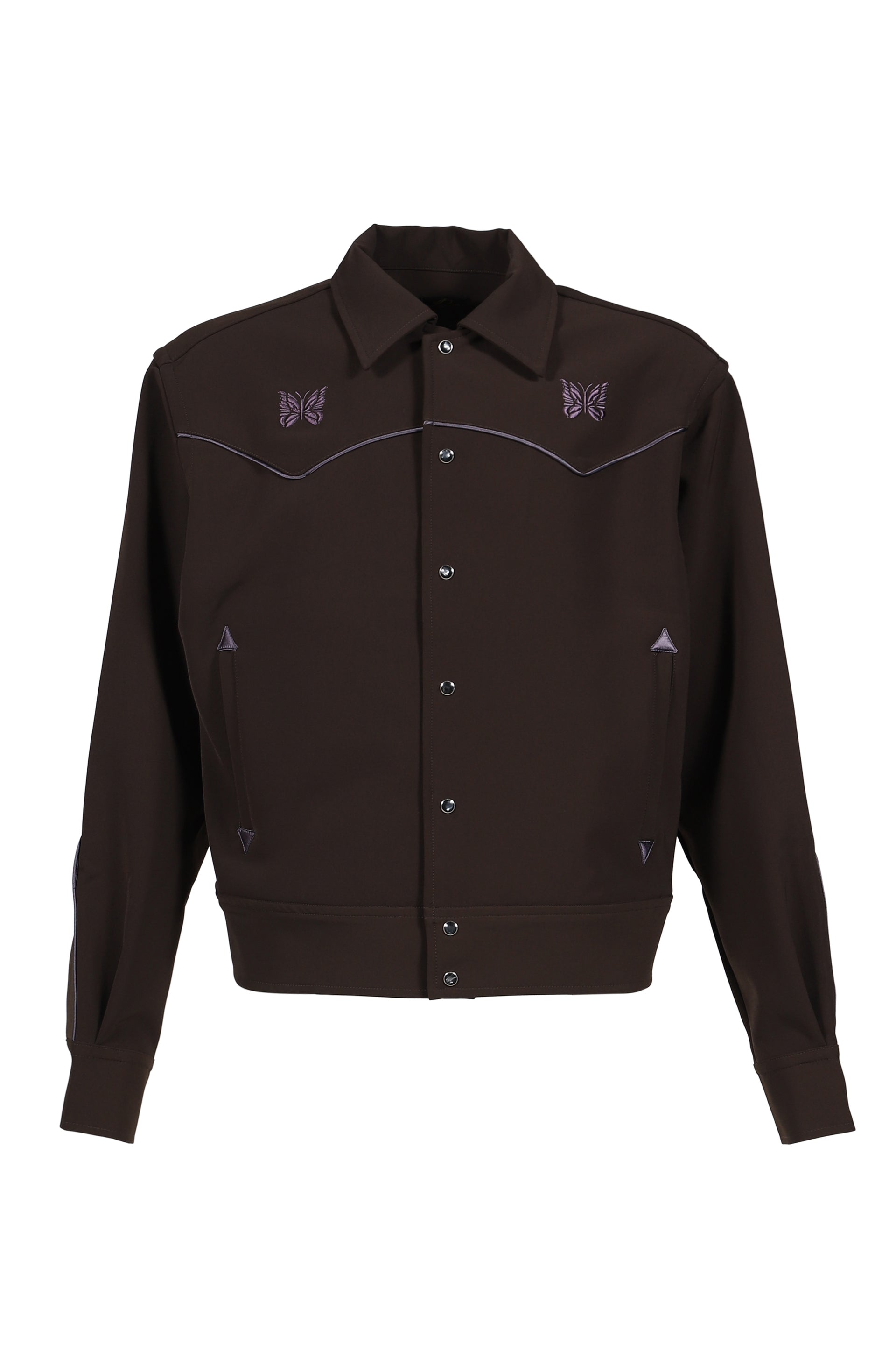 PIPING COWBOY JACKET - POLY DOUBLE CLOTH / BRW