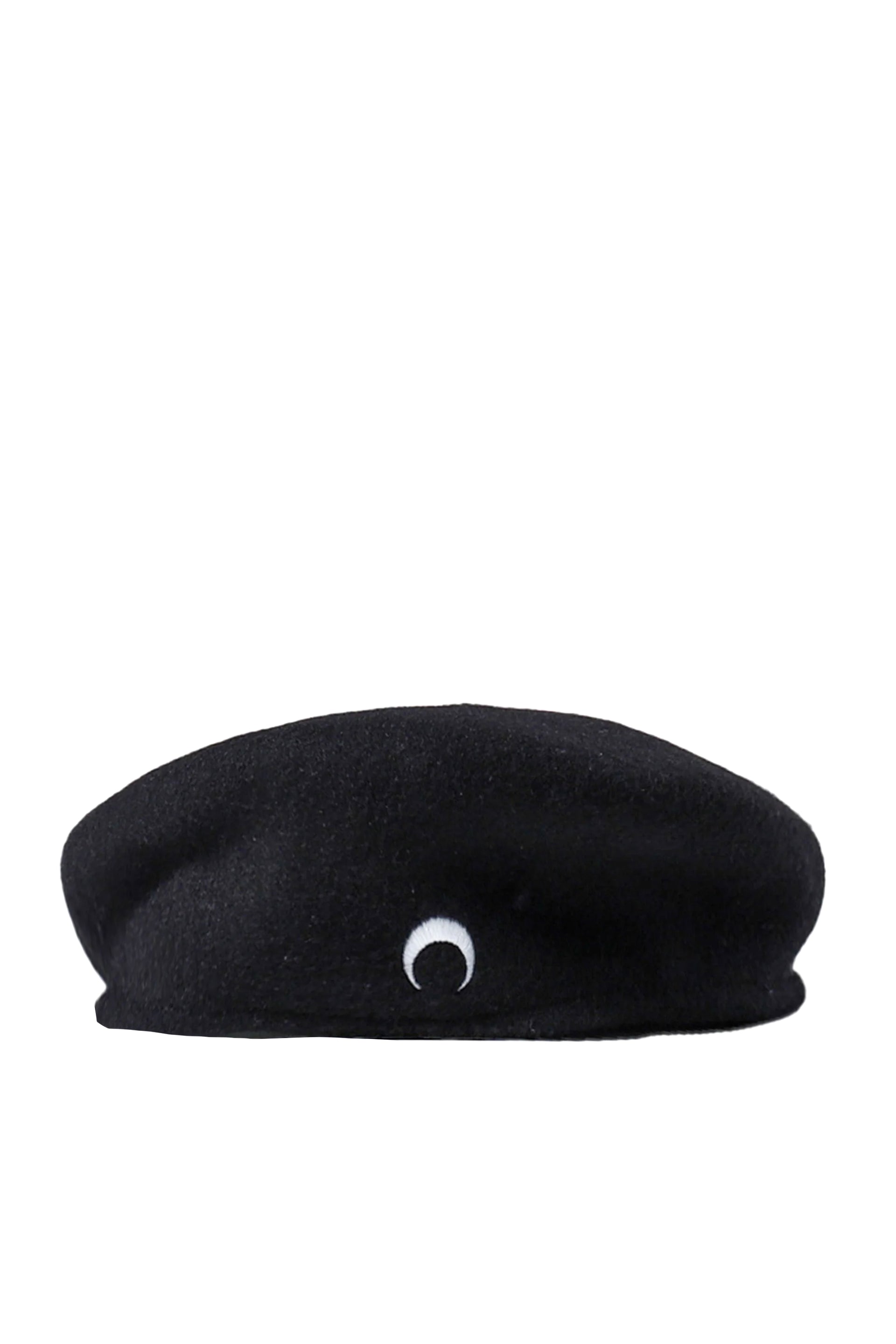 MARINE SERRE MOON LOGO FELTED WOOL BERET / BLK