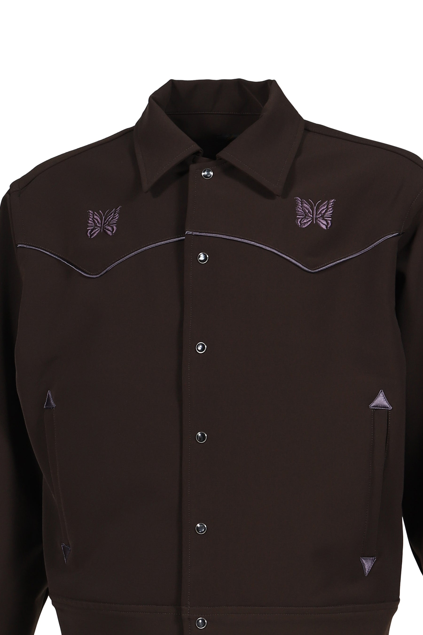 PIPING COWBOY JACKET - POLY DOUBLE CLOTH / BRW