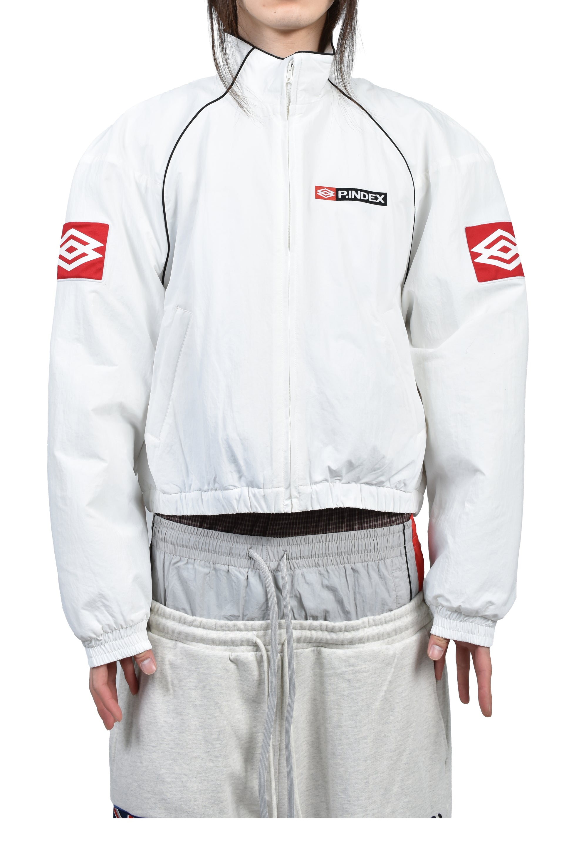 EXAGGERATED SHOULDER TRACK JACKET / WHT