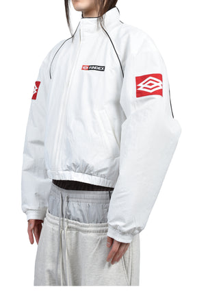 EXAGGERATED SHOULDER TRACK JACKET / WHT